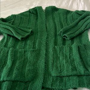 Zara oversized Green Ribbed Knit Cardigan size S